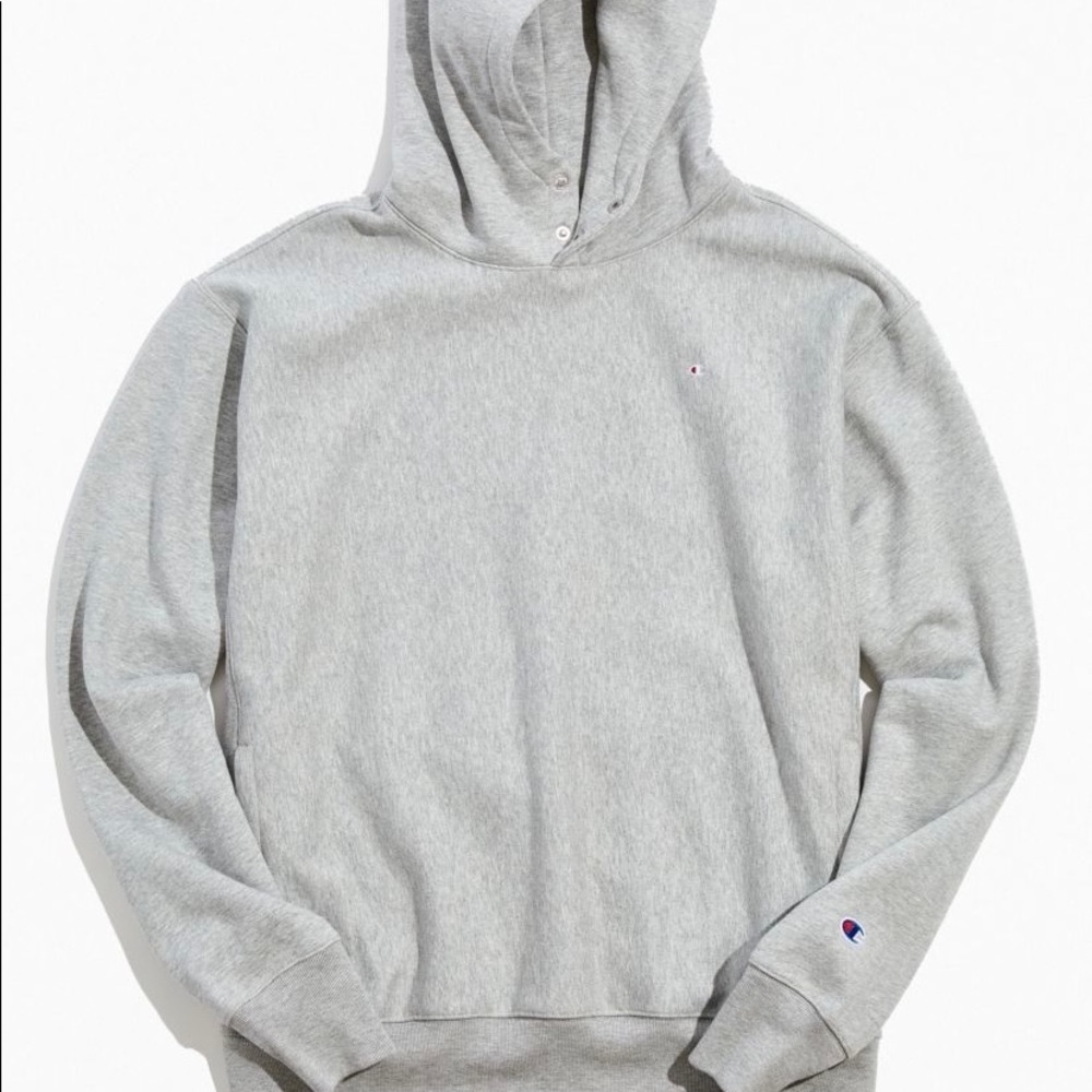 Mens Champion Heavyweight Fleece Hoodie Size Small Grey